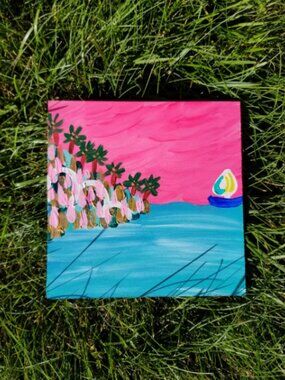 Tropical Island Sailboats Original Art Islands Collection 1 Painting
